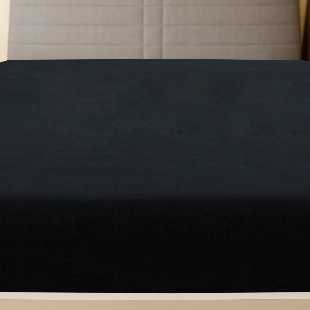 Jersey Fitted Sheets 2 pcs Black 90x200 cm Cotton