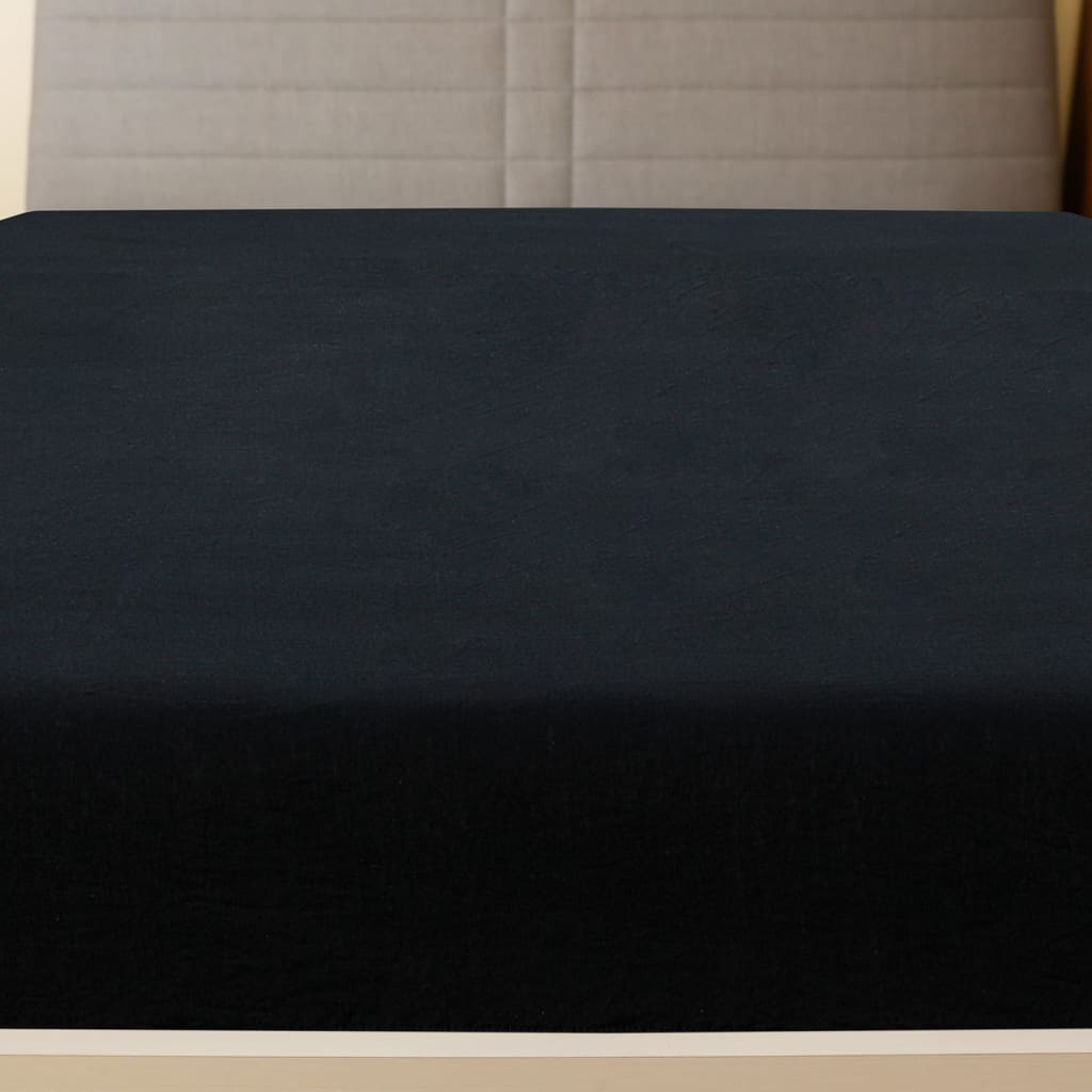 Jersey Fitted Sheet Black 160x200 cm Cotton