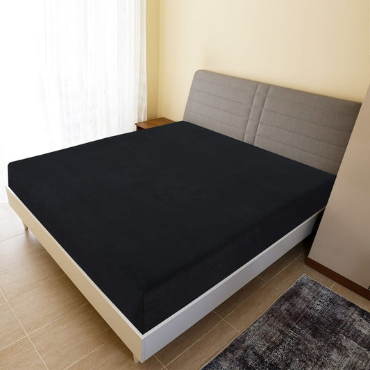 Jersey Fitted Sheet Black 180x200 cm Cotton