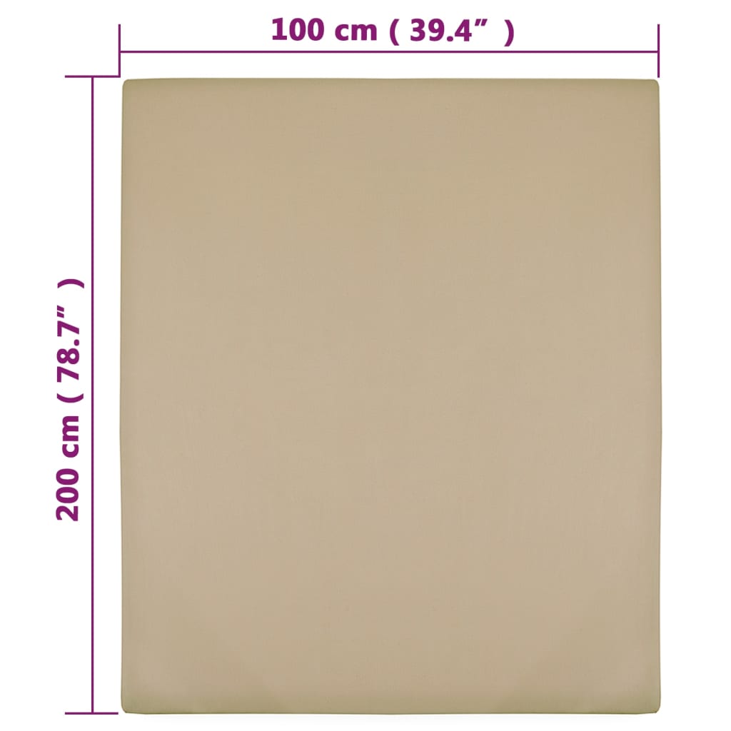 Jersey Fitted Sheet Taupe 100x200 cm Cotton