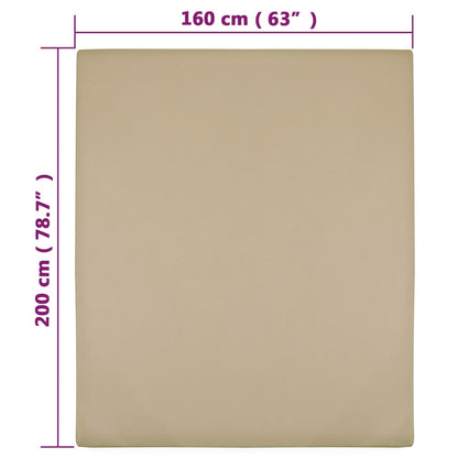 Jersey Fitted Sheets 2 pcs Taupe 160x200 cm Cotton