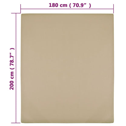 Jersey Fitted Sheets 2 pcs Taupe 180x200 cm Cotton