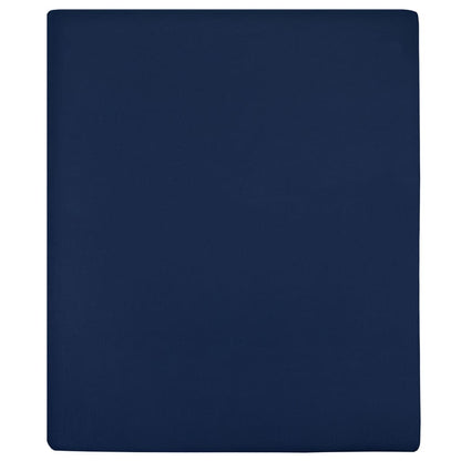 Jersey Fitted Sheet Navy Blue 90x200 cm Cotton