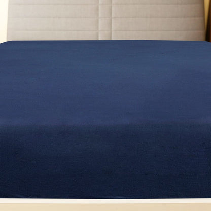 Jersey Fitted Sheet Navy Blue 90x200 cm Cotton