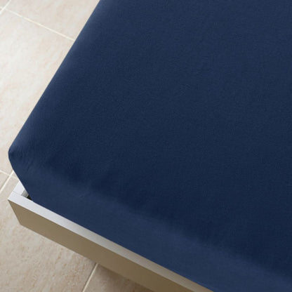 Jersey Fitted Sheet Navy Blue 90x200 cm Cotton