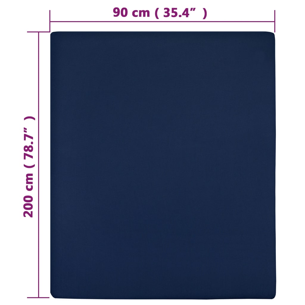 Jersey Fitted Sheet Navy Blue 90x200 cm Cotton