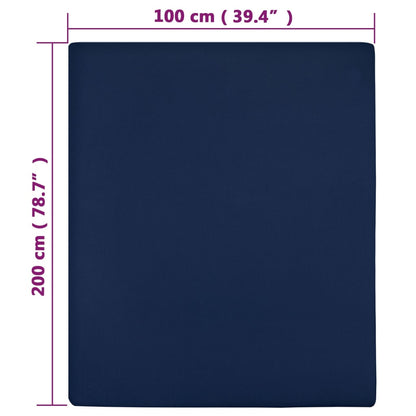 Jersey Fitted Sheet Navy Blue 100x200 cm Cotton