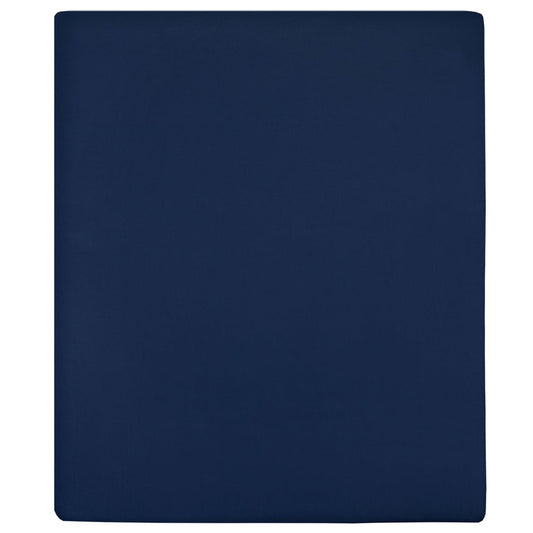 Jersey Fitted Sheets 2 pcs Navy Blue 140x200 cm Cotton