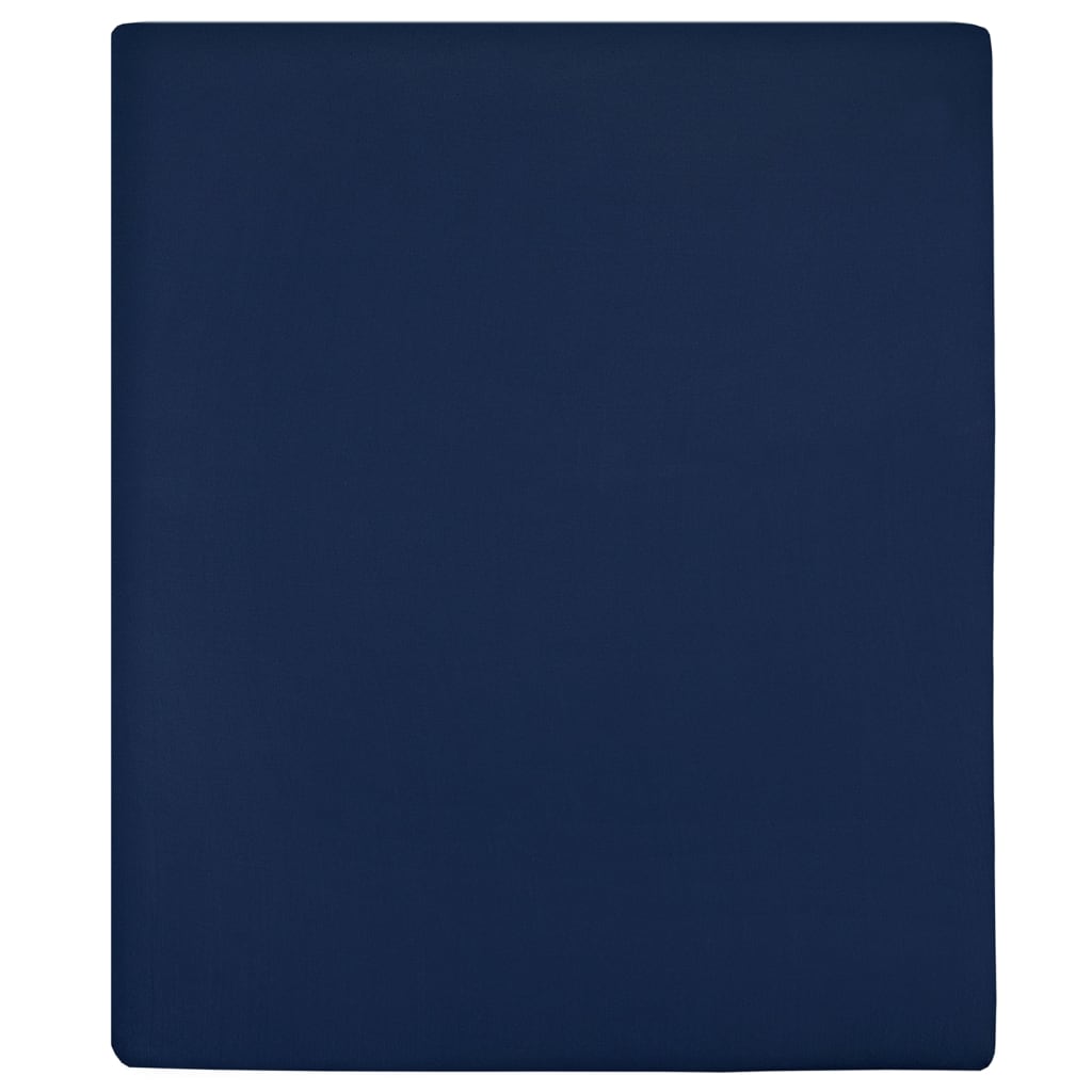 Jersey Fitted Sheets 2 pcs Navy Blue 180x200 cm Cotton