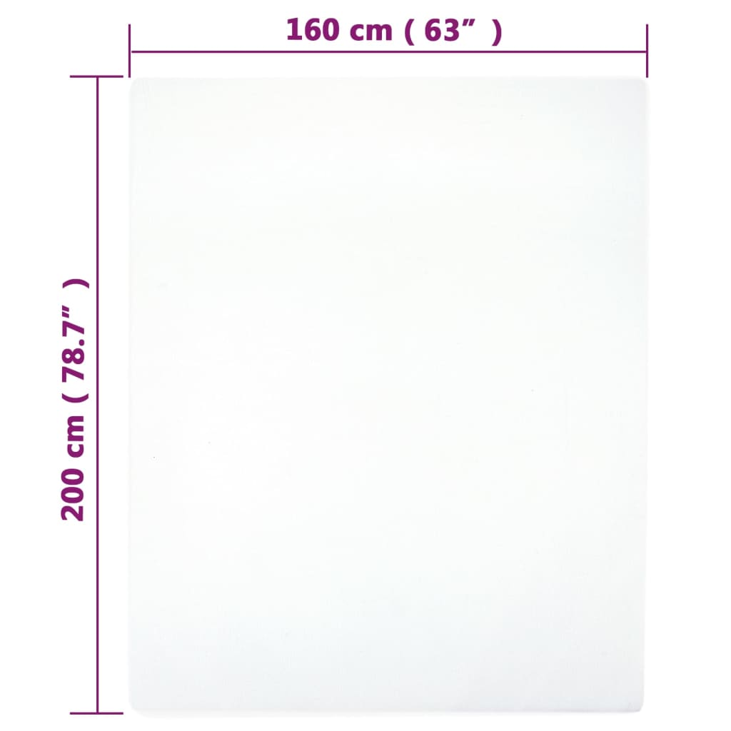 Jersey Fitted Sheet White 160x200 cm Cotton