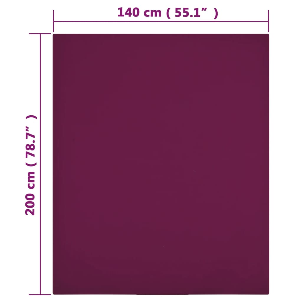 Jersey Fitted Sheet Bordeaux 140x200 cm Cotton