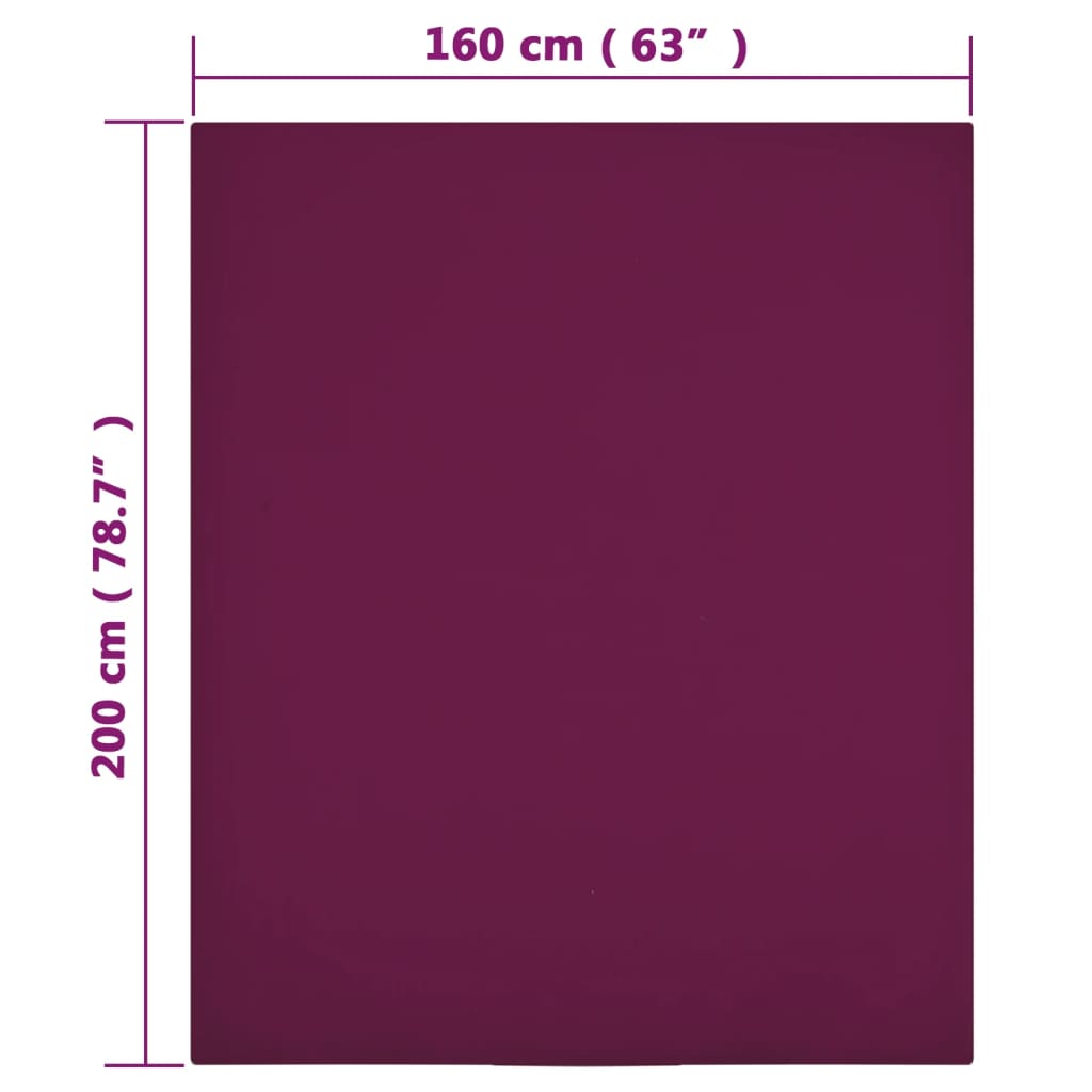 Jersey Fitted Sheet Bordeaux 160x200 cm Cotton