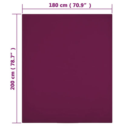 Jersey Fitted Sheets 2 pcs Bordeaux 180x200 cm Cotton