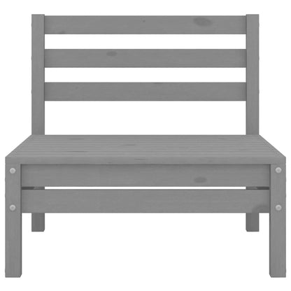 Garden Middle Sofa Grey Solid Wood Pine