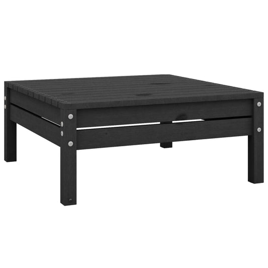 Garden Footstool Black Solid Pinewood