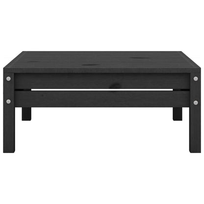 Garden Footstool Black Solid Pinewood