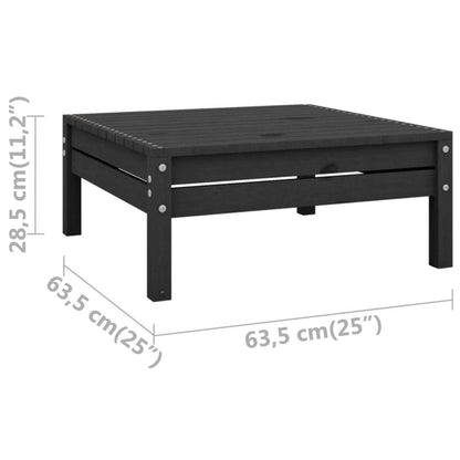 Garden Footstool Black Solid Pinewood