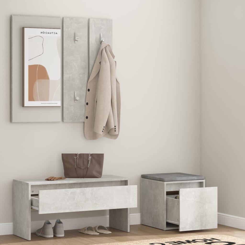 Hallway Furniture Set Concrete Grey Engineered Wood