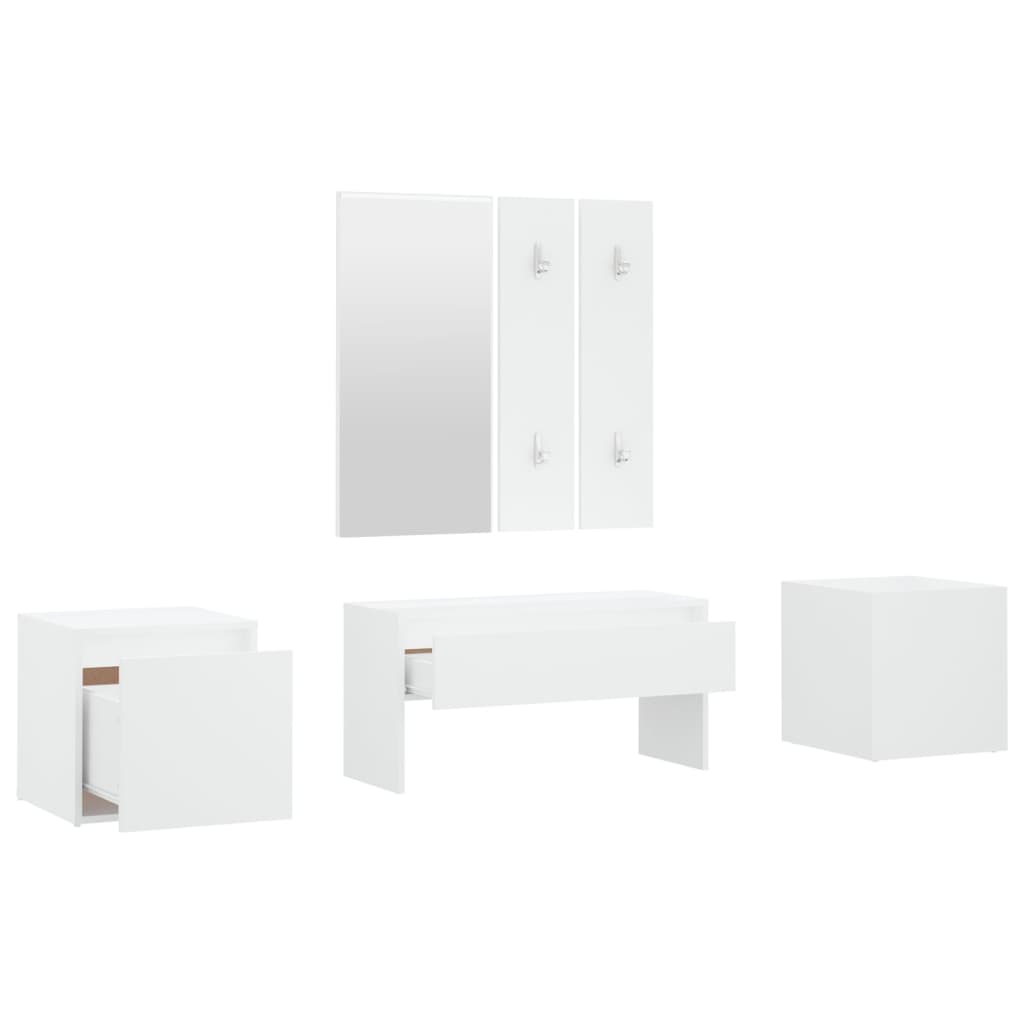 Hallway Furniture Set White Engineered Wood