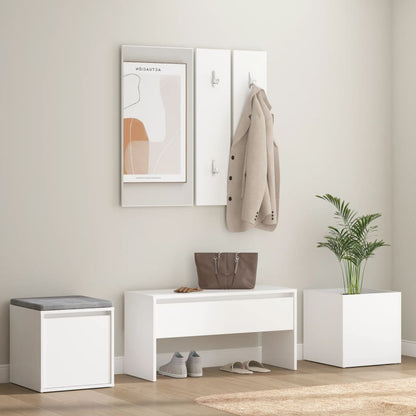 Hallway Furniture Set White Engineered Wood