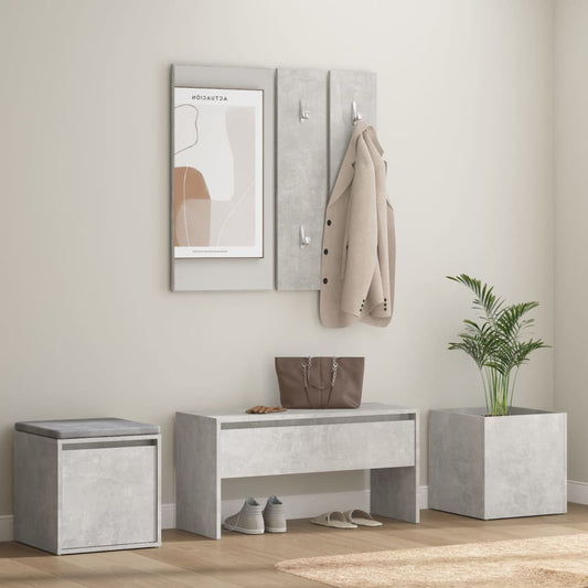 Hallway Furniture Set Concrete Grey Engineered Wood