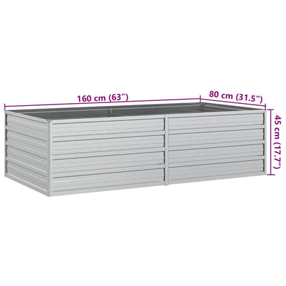Garden Raised Bed 160x80x45 cm Galvanized Steel Silver