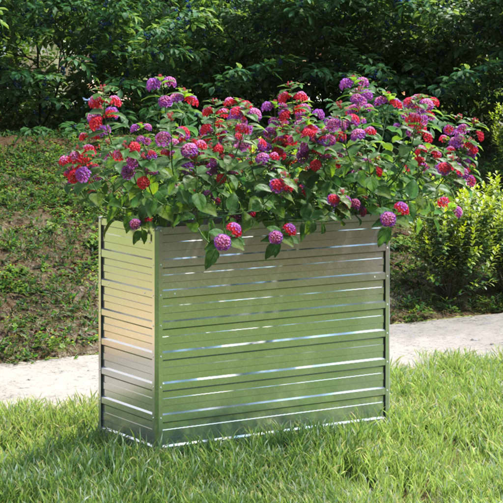 Garden Raised Bed 100x40x77 cm Galvanized Steel Silver