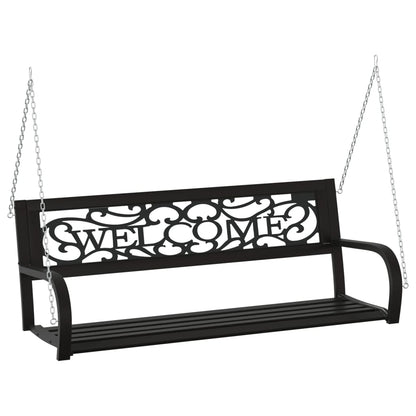 Garden Swing Bench 125 cm Steel and Plastic Black