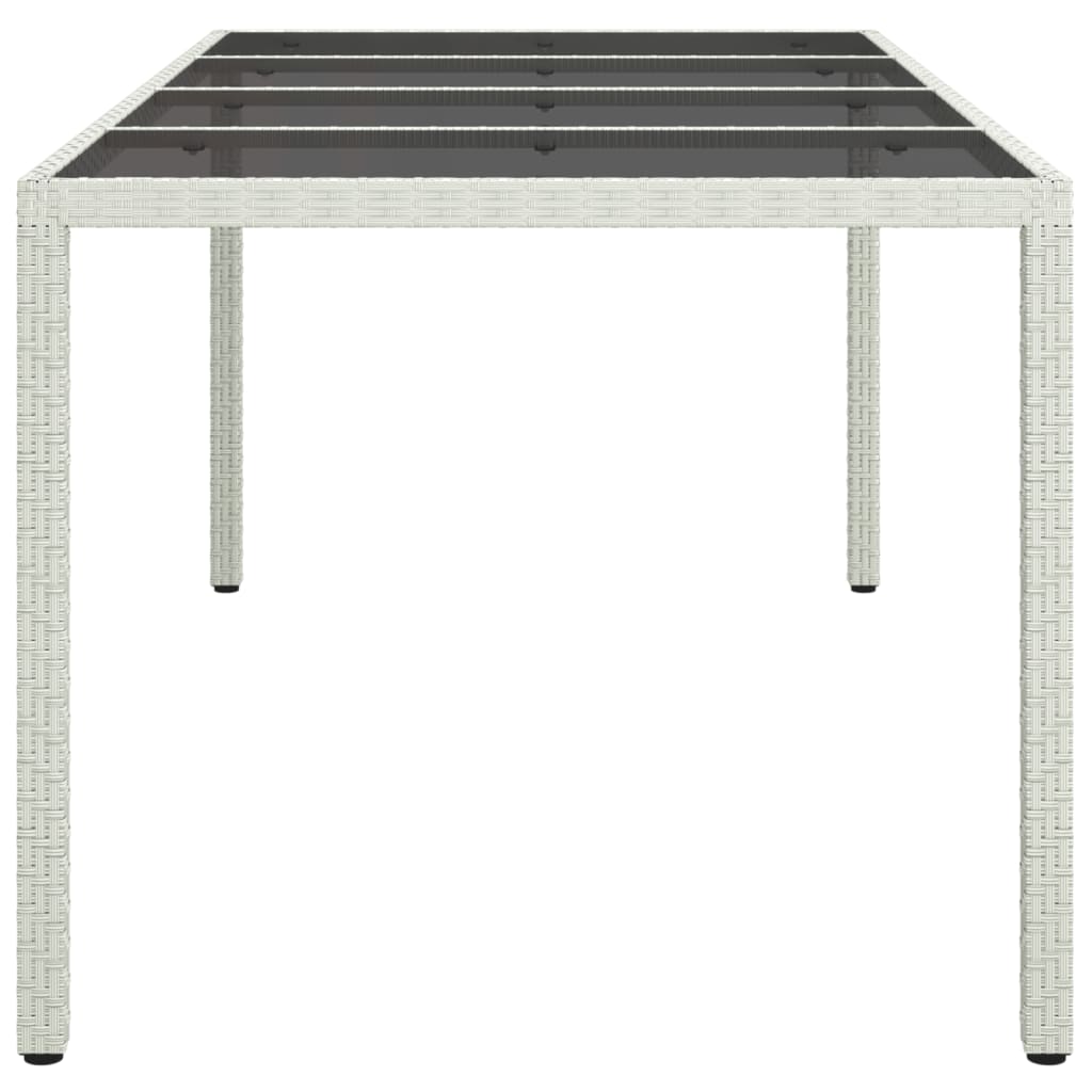 Garden Table White 190x90x75 cm Tempered Glass and Poly Rattan