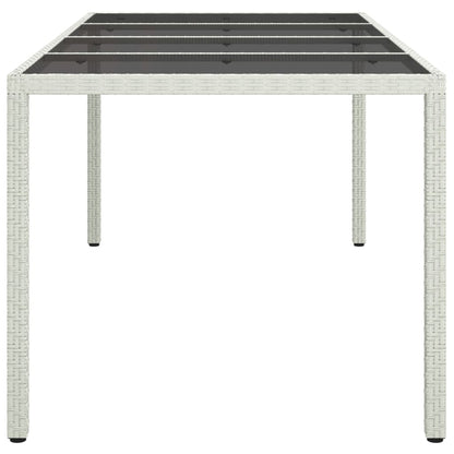 Garden Table White 190x90x75 cm Tempered Glass and Poly Rattan