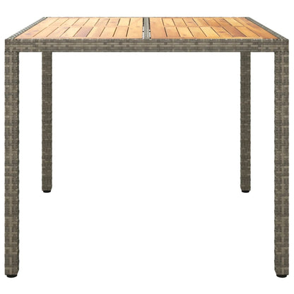 Garden Table 90x90x75 cm Poly Rattan and Acacia Wood Grey