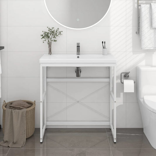 Bathroom Washbasin Frame White 79x38x83 cm Iron