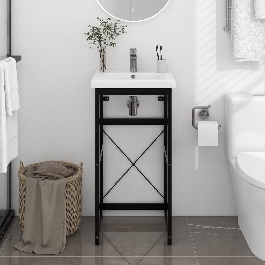 Bathroom Washbasin Frame Black 40x38x83 cm Iron