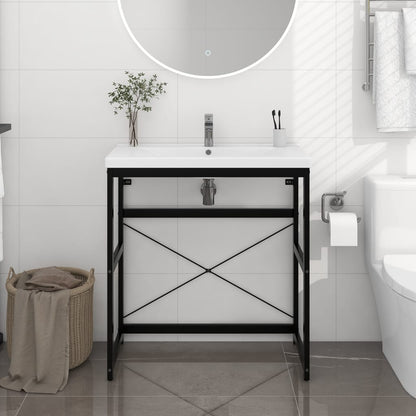 Bathroom Washbasin Frame Black 79x38x83 cm Iron