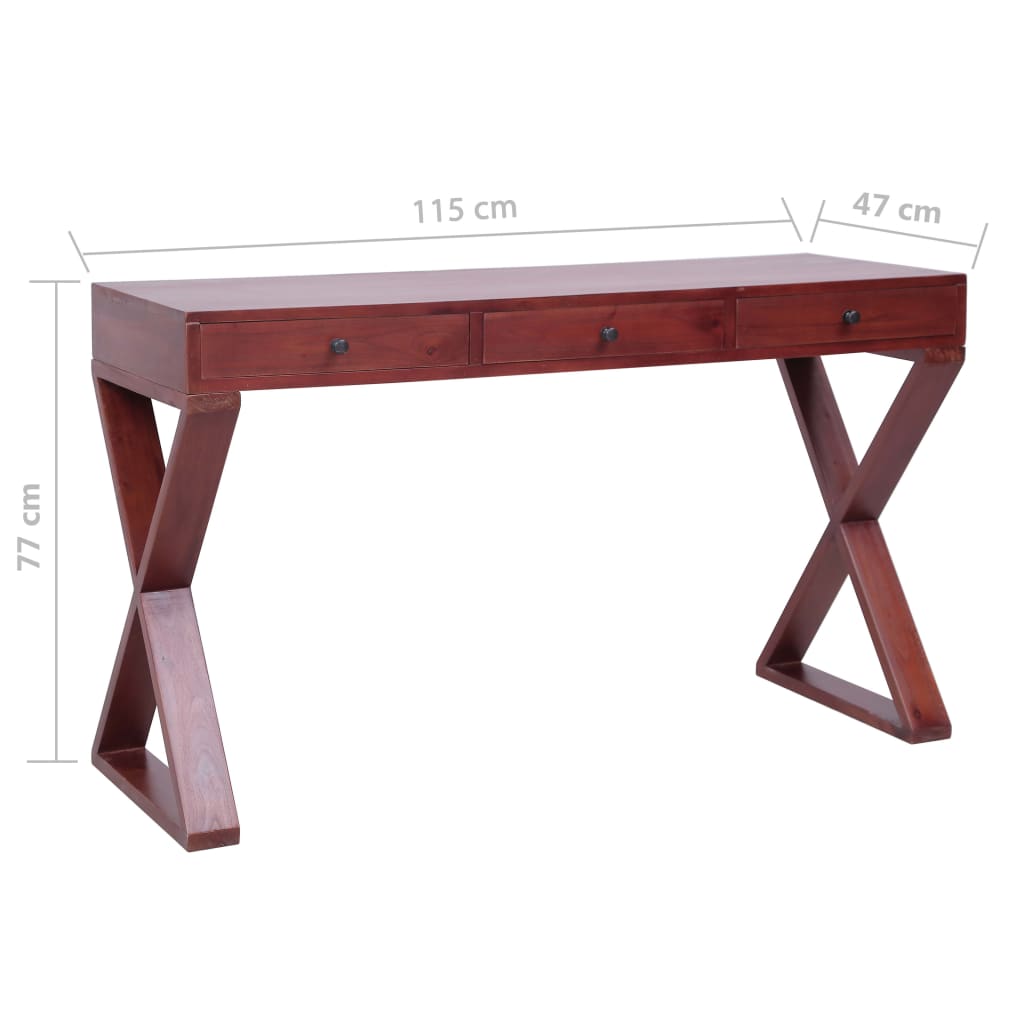 Computer Desk Brown 115x47x77 cm Solid Mahogany Wood