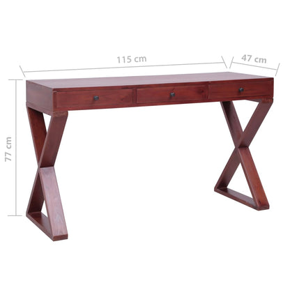 Computer Desk Brown 115x47x77 cm Solid Mahogany Wood