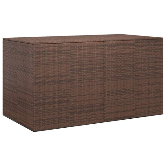 Garden Cushion Box PE Rattan 194x100x103 cm Brown