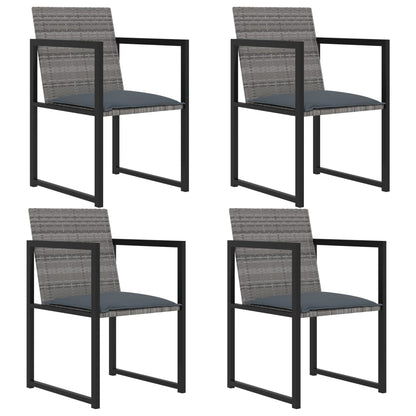 5 Piece Outdoor Dining Set with Cushions Poly Rattan Grey