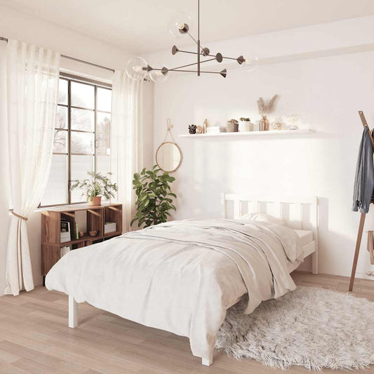 810068 vidaXL Bed Frame without Mattress White Solid Wood 90x200 cm