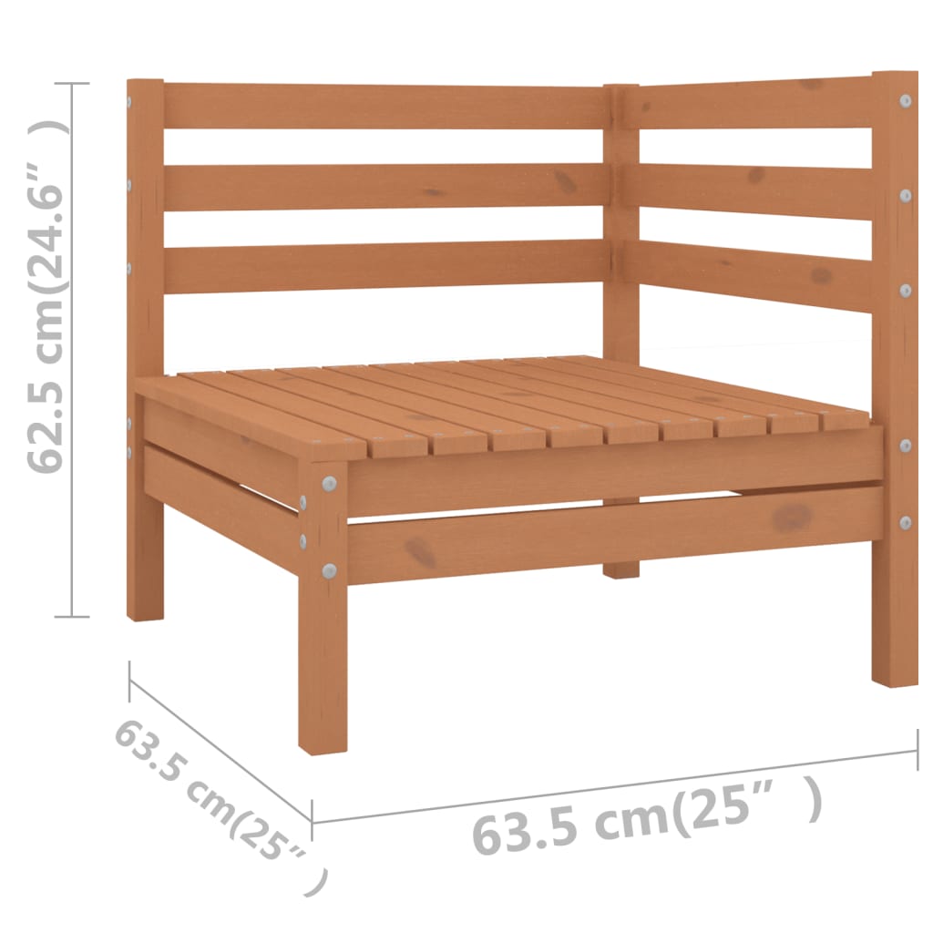 5 Piece Garden Lounge Set Honey Brown Solid Pinewood