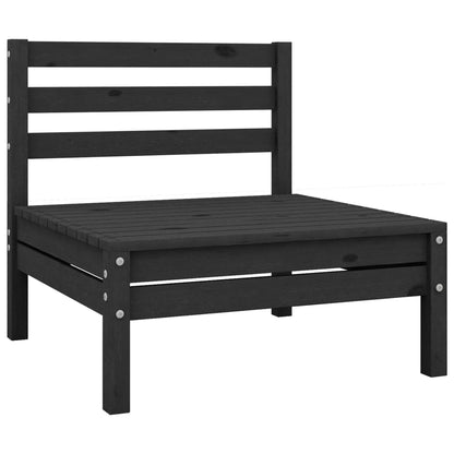 4 Piece Garden Lounge Set Black Solid Pinewood