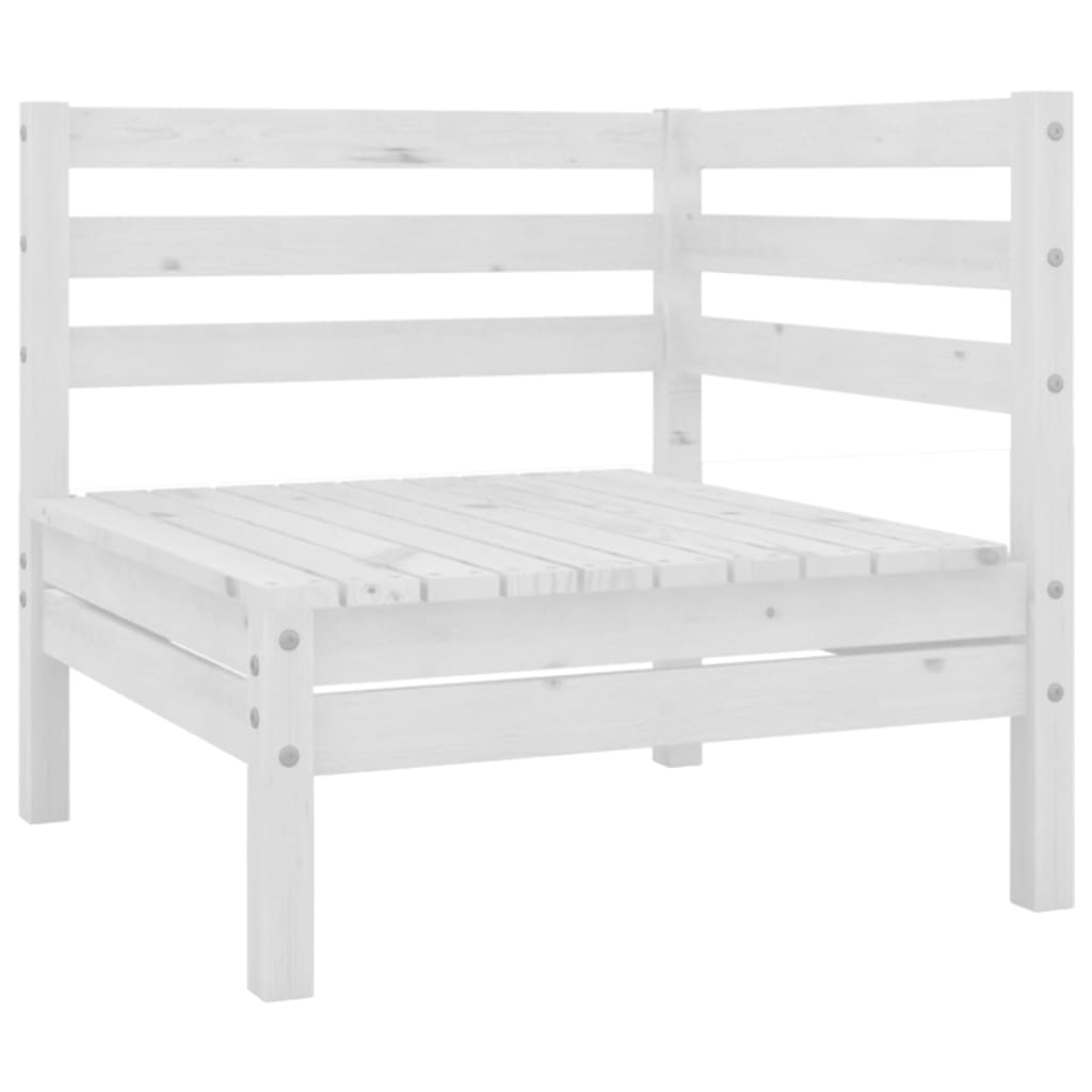 9 Piece Garden Lounge Set White Solid Pinewood