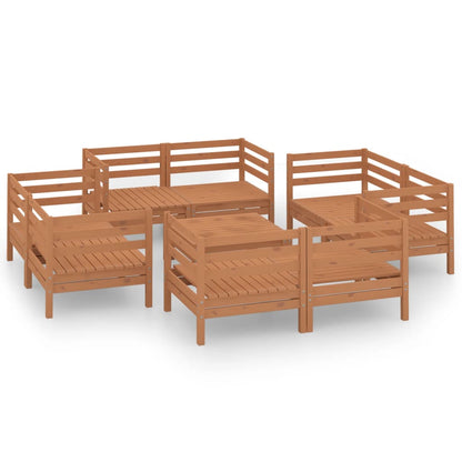 9 Piece Garden Lounge Set Honey Brown Solid Pinewood