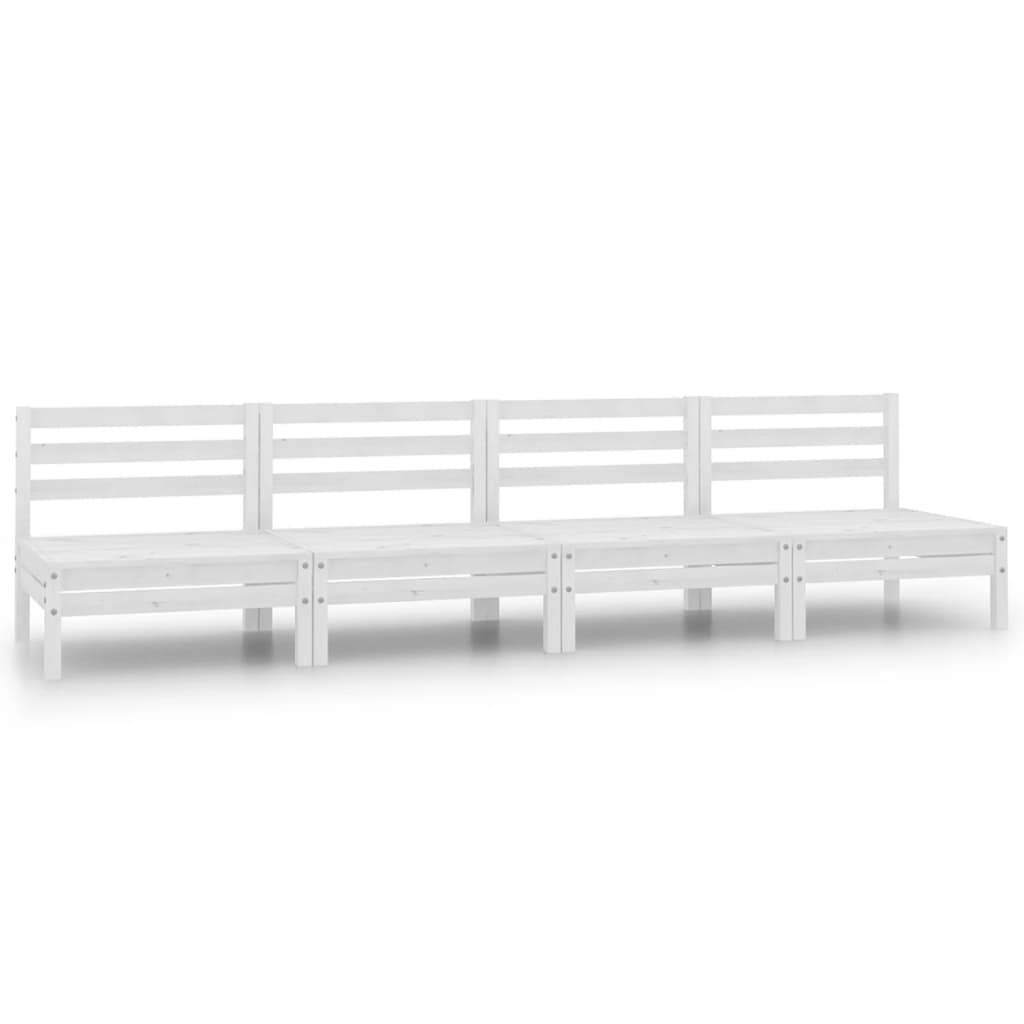 4 Piece Garden Lounge Set White Solid Pinewood