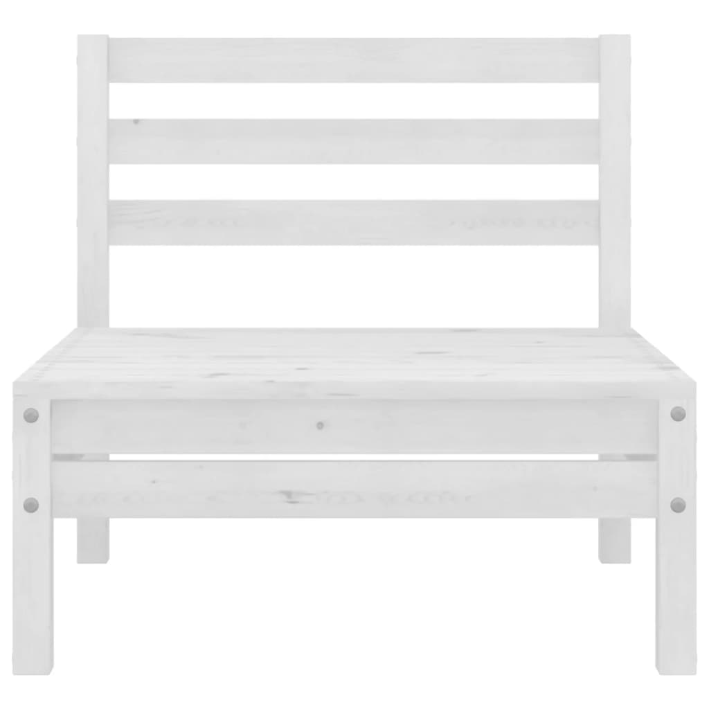 5 Piece Garden Lounge Set White Solid Pinewood