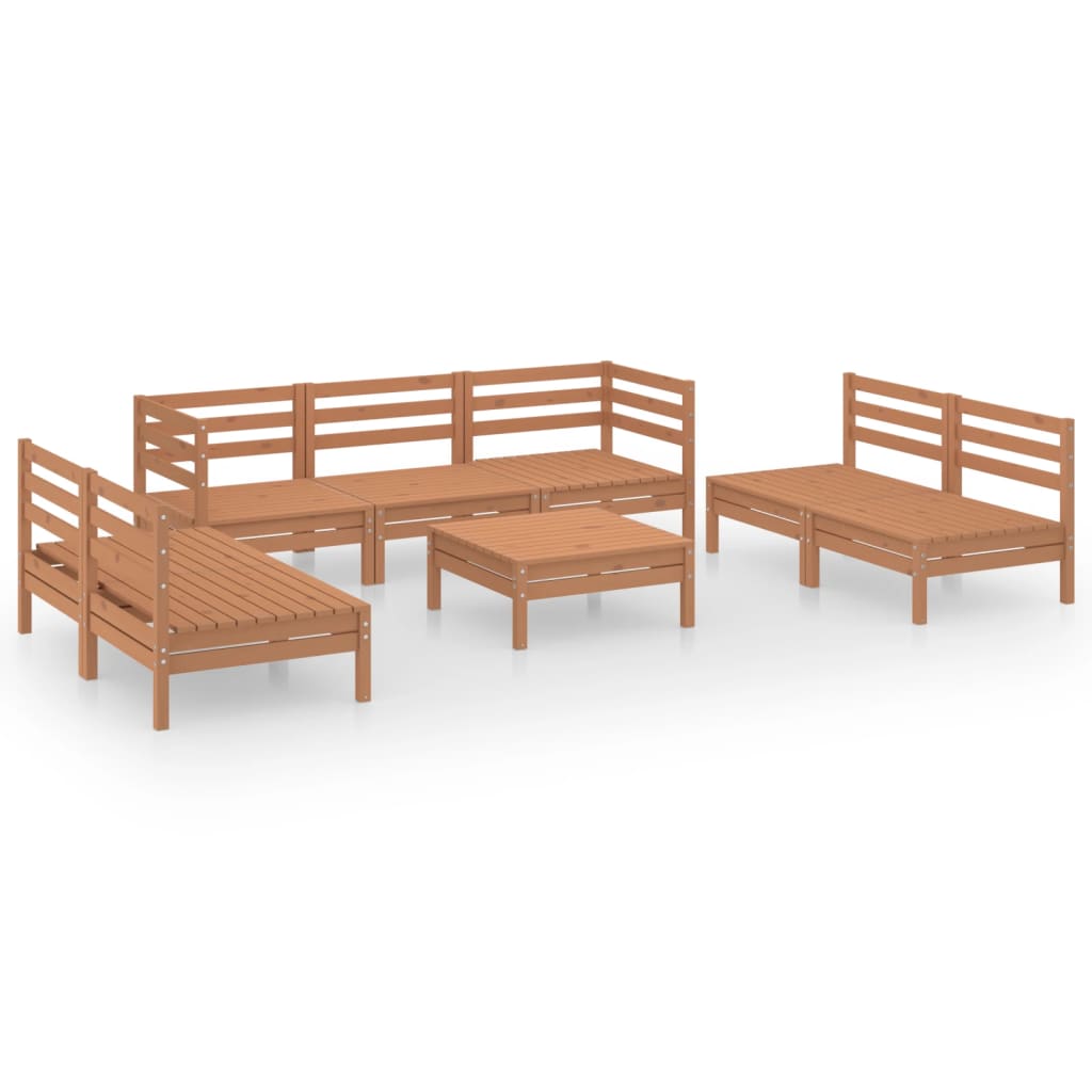 8 Piece Garden Lounge Set Honey Brown Solid Pinewood