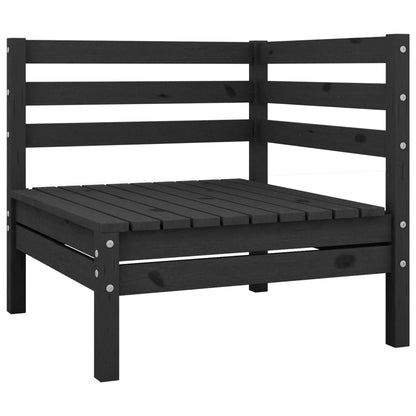 8 Piece Garden Lounge Set Black Solid Pinewood