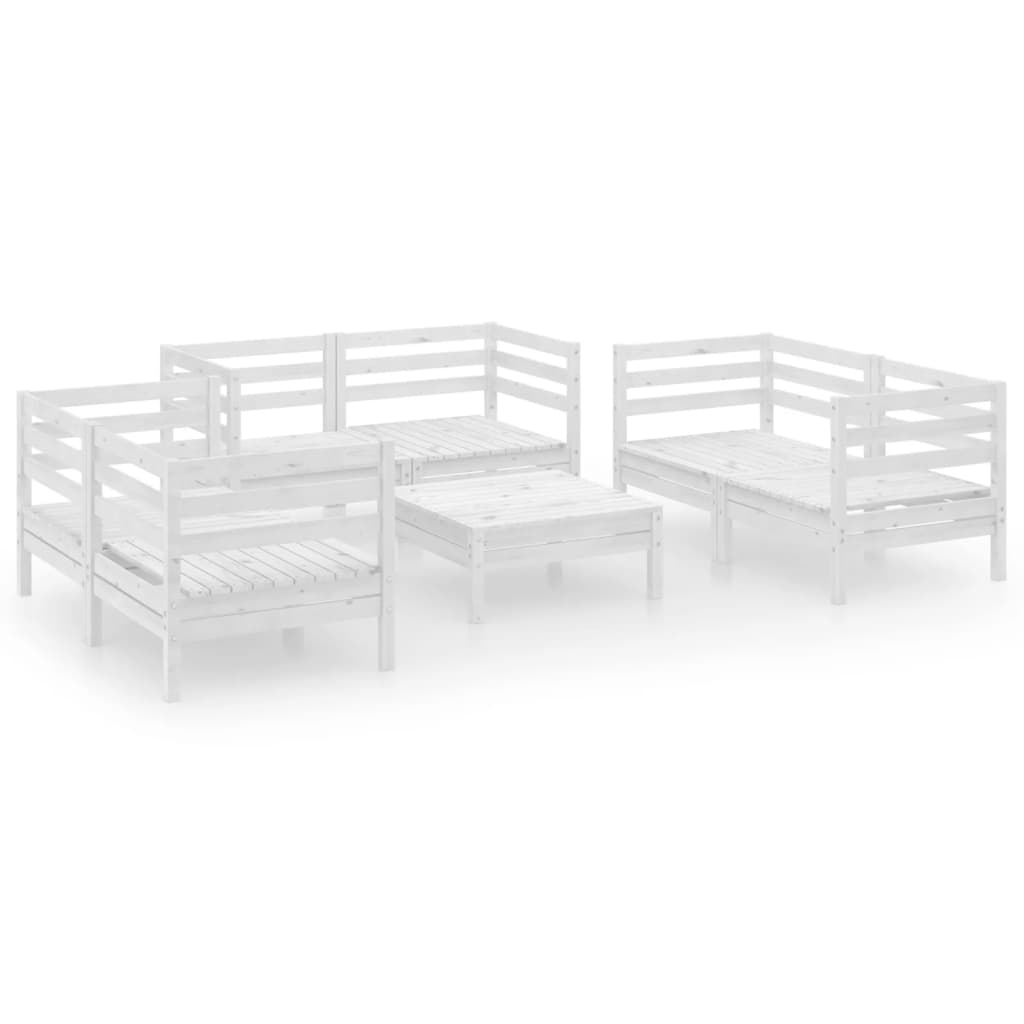 7 Piece Garden Lounge Set White Solid Pinewood