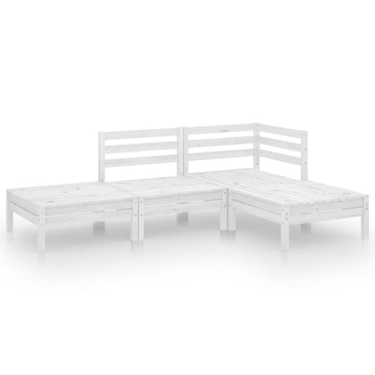 4 Piece Garden Lounge Set White Solid Pinewood