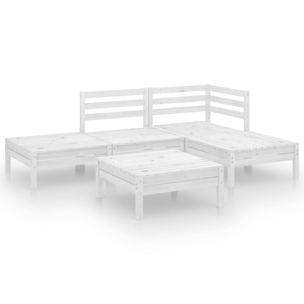 5 Piece Garden Lounge Set Solid Pinewood White